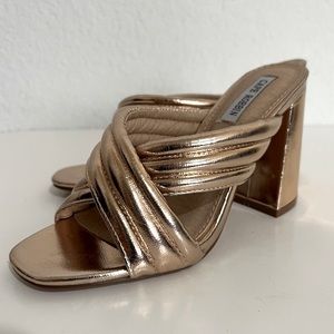 Cape Robbin Rose Gold Block Heel Sandals Size 6 New